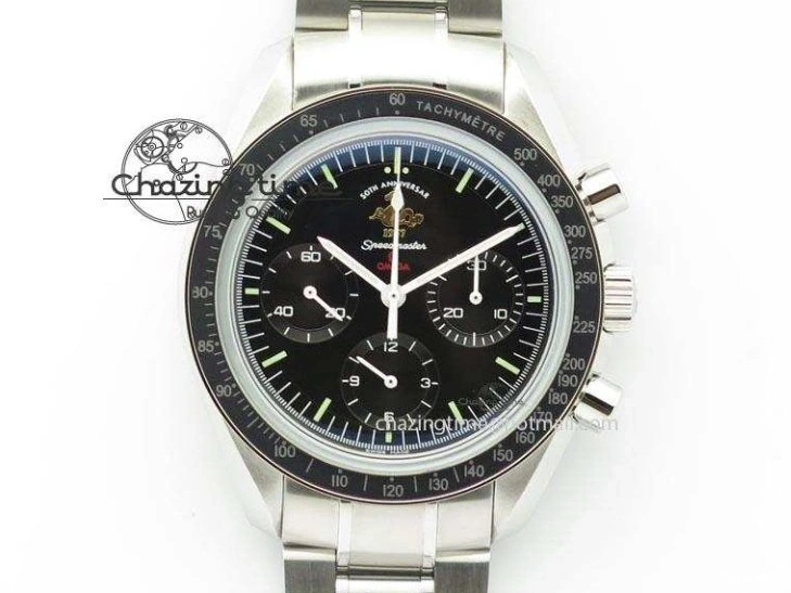 0516 Refined Speedmaster 50th Anniversary Black Dial On SS Bracelet 8232
